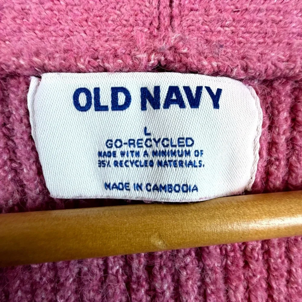 Old Navy Cardigan Sweater Women Large Pink Ribbed Oversized Slouchy Button Front - Picture 3 of 6